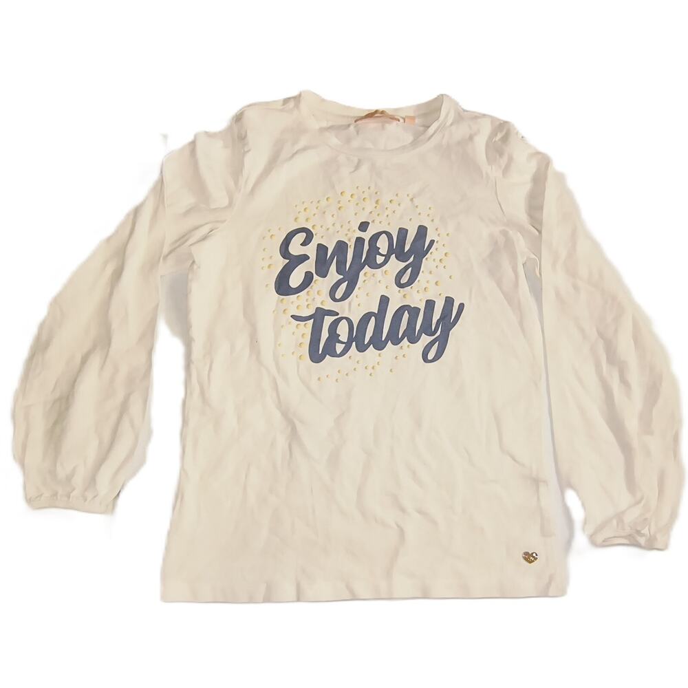 Miss Enjoy Today Girls Crew Neck Top Causal Pullover Solid Ivory Size 9/10 G001